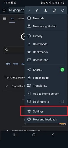 ورود به بخش تنظیمات گوگل کروم